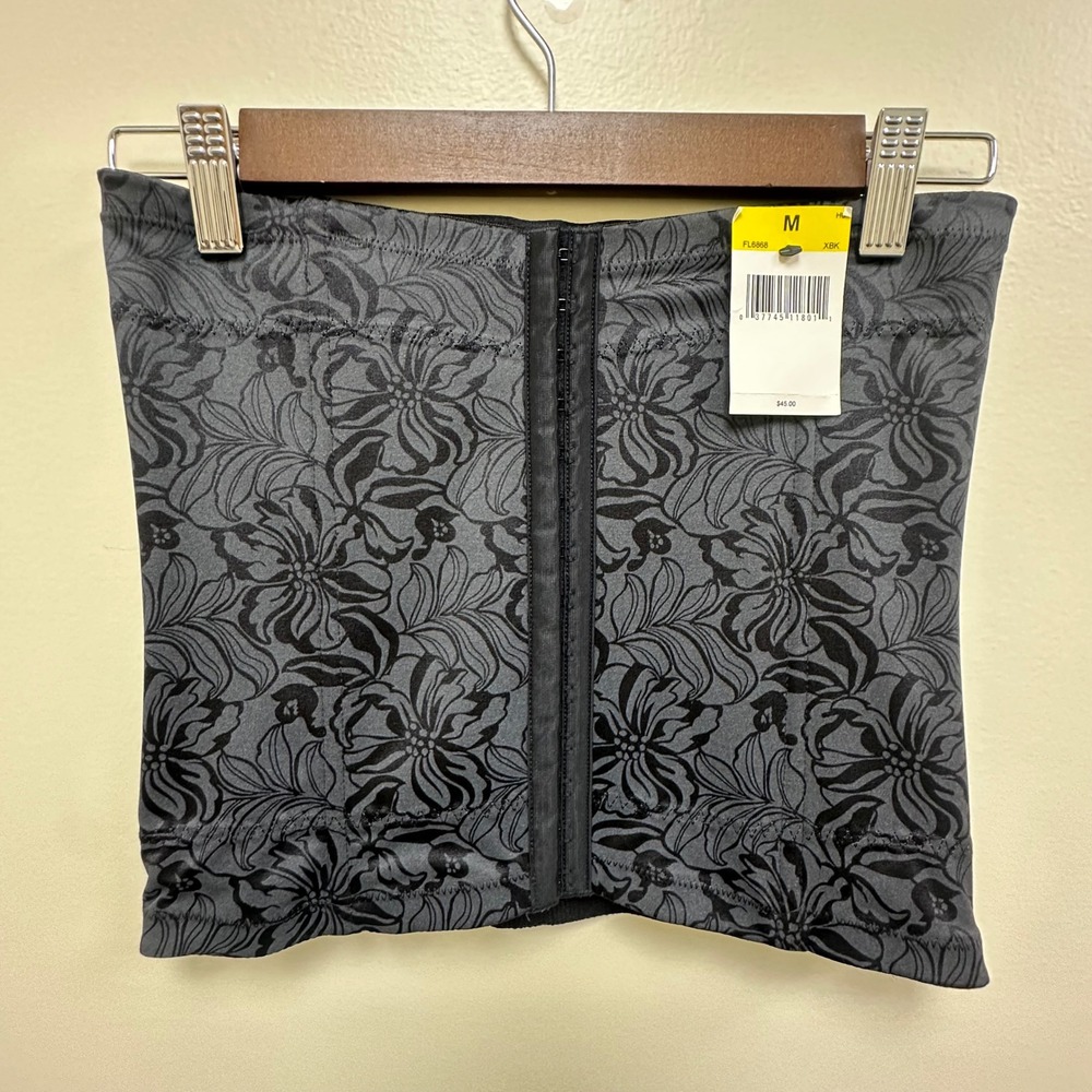 Maidenform Flexees Waist Nipper Shapewear Floral Grey Black FL6868 Medium NWT